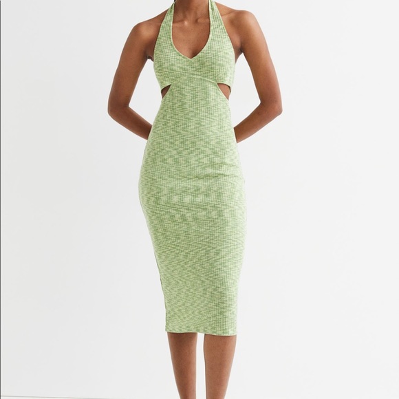 H&M - RIBBED HALTERNECK DRESS (size S) 💚 - Picture 2 of 3
